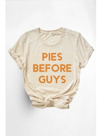 Tshirt grafica "Pies Before Guys" Crema