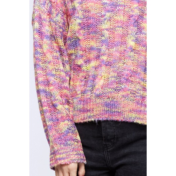 Maglione a maglia a cavo dal taglio ampio Multi-Color