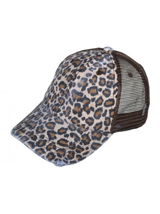 Cappello Trucker con stampa leopardata marrone