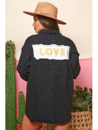 Giacca con patch d'amore nero