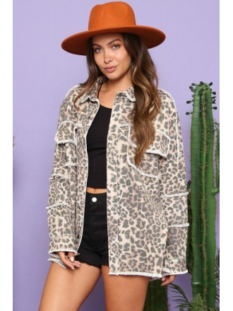 Giacca Leopard con patch Rock & Roll Leopard