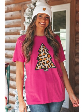 Maglietta grafica con albero di leopardo rosa